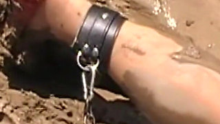 Julie Cunningham in Lingerie Wriggles Hard in Mud Hogtied with Chains. Sploshing Dirty Whore. Huge Tits Covered in Mud.