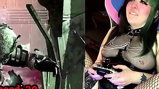 Brunette with big boobs teasing on webcam
