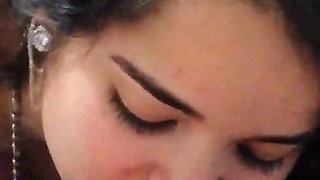 Beautiful White Woman Lay on My Leg and Sucked My Eggs Taking Care of the Deep and Slow Blowjob