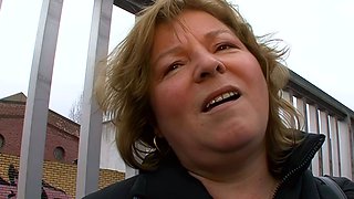 Fat German granny tries sex casting in her living room