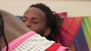 Skinny Teen Kae the Bratt Takes Big Black Cock in Front of His Cuckold BF