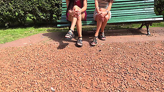 Student Girls Seduce Guys in a Public Park and Take off Their Panties