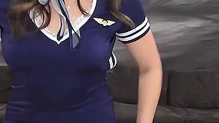 Flight Attendant Alice's Wild POV Cumshot Debut