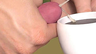 Nursing back to pleasure: cup of coffee filled with cum for the MILF to drink ep 54