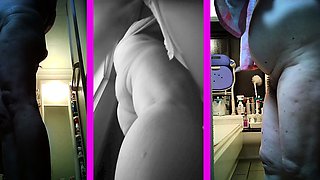 Ugly mother Yoriko, 73 years old, undressing, 3 screen voyeu