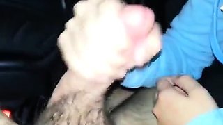 Blowjob in a Car, but She Won't Swallow