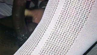 Perky amateur rides and sucks black dick pov style