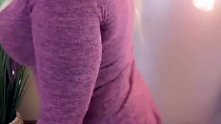 Big Boobed Blonde Masturbates With A Dildo In The Bathroom