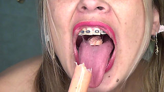 In the Bathroom Playing and Swallowing Huge Sausages
