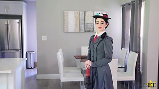 Mary Poppins porn parody featuring seductive brunet babe Evelyn Claire
