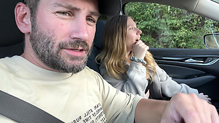 A Cute Twink and a Slut Suck Their Stepdad's Dick in the Car