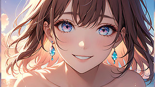 Pastel Reflections: a Beautiful Young Woman with Soft Skies in Her Eyes