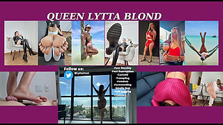 Queen Lytta Blond - Massagist Footjob Ep 3 - Sexy Lazy and Mean Massagist Has Her Feet Worshiped and Do a Footjob Until the Time