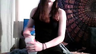 Cute curly brunette solo webcam masturbation