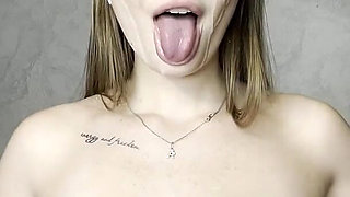 I'm with Your Cum on My Face, Playing with My Tits, Spitting on Them and Spanking Them