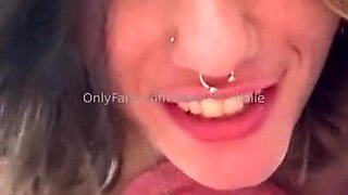 Amateur busty brunette masturbates and does hand job