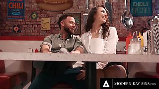 Liz Jordan Can't Wait to Suck Cock in Sneaky Diner Sex with Seth Gamble