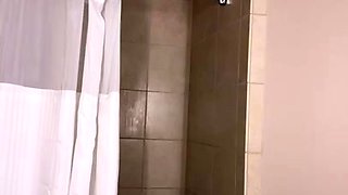 Amateur busty brunette masturbates and does hand job