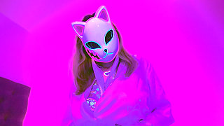 Neon Glow Massive Tits Masked Hottie Goes Wild Solo Masturbating with Anime Moans - Lilykoti