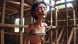 Extremely Skinny Girl in Bondage - Desperate in Brazilian Construction Site