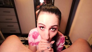 Sexy Webcam Girl Teases and Sucks Cock POV Closeup