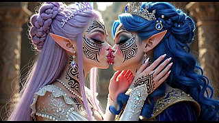 Beautiful Elves Princess Kissing, Ai Animation
