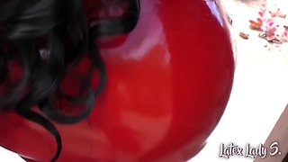 Bbw Hot In Bbw In A Super Hot Red Latex Outfit