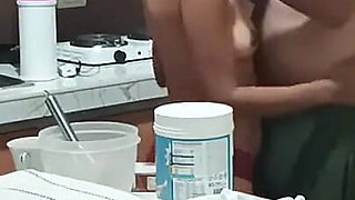 I Catch My Stepsister in the Kitchen Dancing Very Sexy Semi Naked -porn in Spanish.