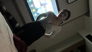 Cute amateur asian web cam girl playing with her toy