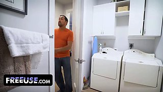 Successful neighbor juan catches hottie Summer Col sunbathing and rubs oil all over her