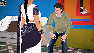 Hot Indian Bhabhi Teaches Kama Sutra to Young Tenant and Gets Her Pussy Fucked Hard - Hindi Sex