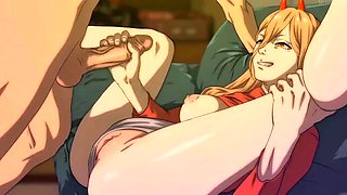 Power and Makima Seduce Denji To Fuck