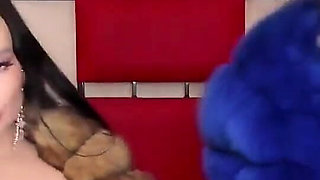 Fur Fetish Webcam Show with My Girlfriend, Strap-on Lesbian Sex in Fur