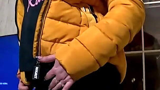 Shiny Yellow Downjacket BJ - Pussy Rules Shirt and Double Cum on My Clothes