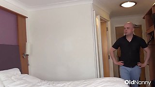 OldNanny - Mature Blonde Granny In Lingerie Fucks Bald Stud