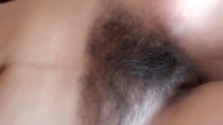 They jerk off looking at my hairy pussy, huge cocks cum in front of me