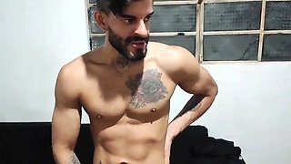 Amateur Brazilian Couple Caught Masturbating - Big Cock Handjob Tattoo HD