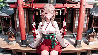 Forbidden Contrast Between Shrine & Bedroom, Wet Secrets Under Red & White Kimono.