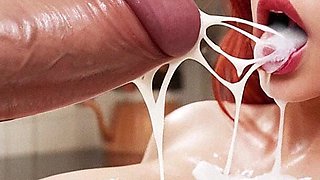 Emma and Jake Sex in Kitchen, Redhead Curvy Woman with Big Tits, Big Dick, Creampie, Cumshot, Gangbang, Bukkake