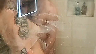 Shower Sex Against the Big Steamy Glass Panel