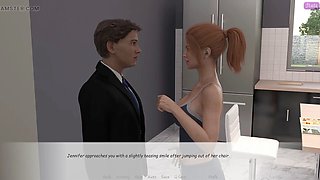My stepbrother's wife Jennifer gives John a kiss on the neck in front of Alan
