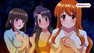Flickering fire draws 3 shy girls closer to hot sex tonight