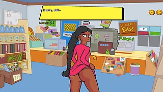 Cartoon movie, building, sexy ebony