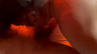 Swallowing His Load After Banging His Balls with Her Nipple Weights