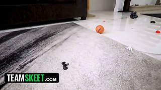 Nanny has a huge punch on her manager, and she's decided to demolish his life with her teen pussy