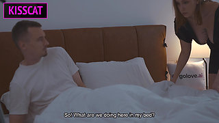 Shocking! Step Mom Seduces Step Son in Share Bed to Fuck Her Wet Pussy Naughty Lesson!