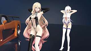 Chocolate Cream Duet Striptease; Black Stockings; White Stockings; Racing Leotards