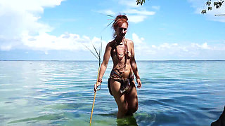 Fishing with harpoon