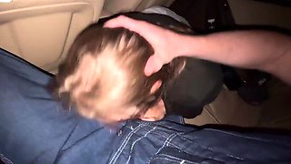 POV oral pleasure in car with cronys, spunk in mouth -
