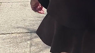 Exhibition in Micro Skirt in Public and Anal Plug